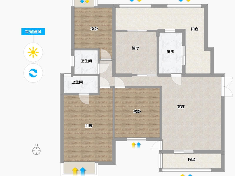 江苏省-淮安市-红豆国际城-105.50-户型库-采光通风