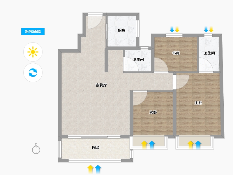 江苏省-徐州市-弘阳大都会-95.99-户型库-采光通风