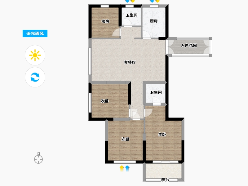 江苏省-盐城市-明新半岛花园-91.00-户型库-采光通风