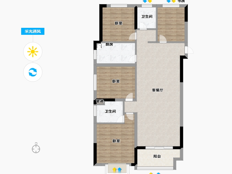 浙江省-宁波市-弘润中鑫广场-92.80-户型库-采光通风