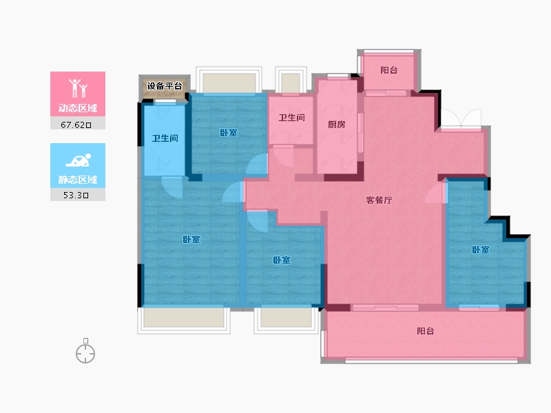 江苏省-镇江市-美的·君兰悦-109.01-户型库-动静分区