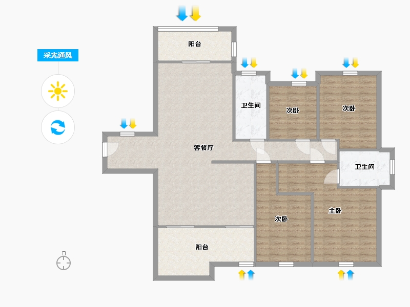 广西壮族自治区-桂林市-彰泰城市1号-130.31-户型库-采光通风