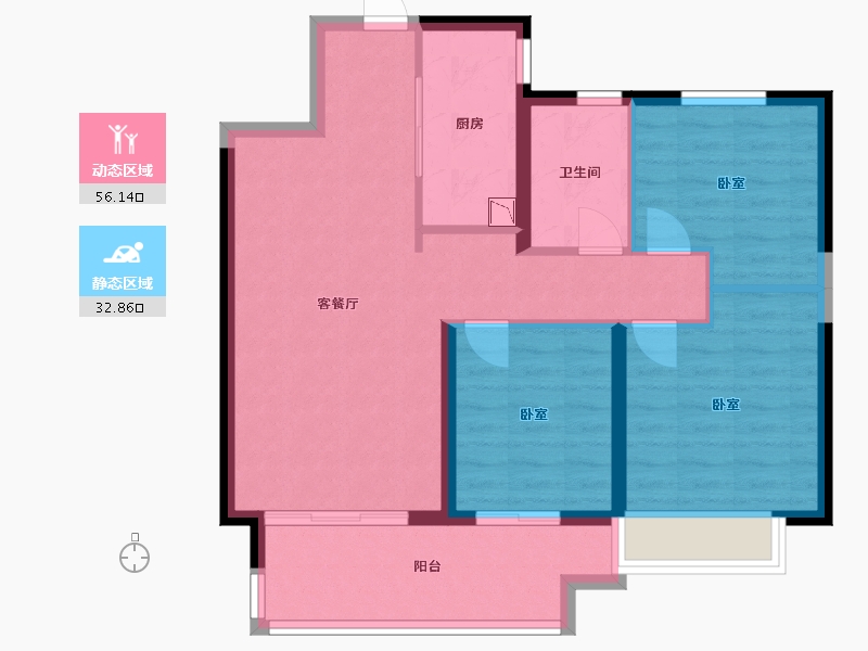 江苏省-镇江市-美的·君兰悦-79.77-户型库-动静分区