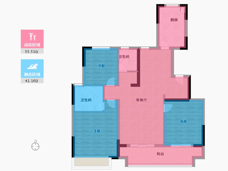 江苏省-徐州市-梧桐公馆-86.00-户型库-动静分区