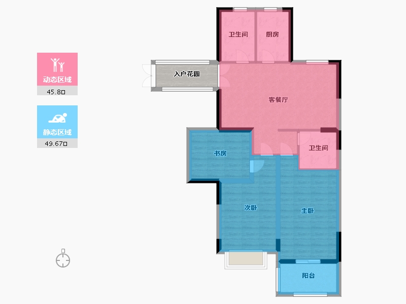 江苏省-盐城市-明新半岛花园-90.00-户型库-动静分区