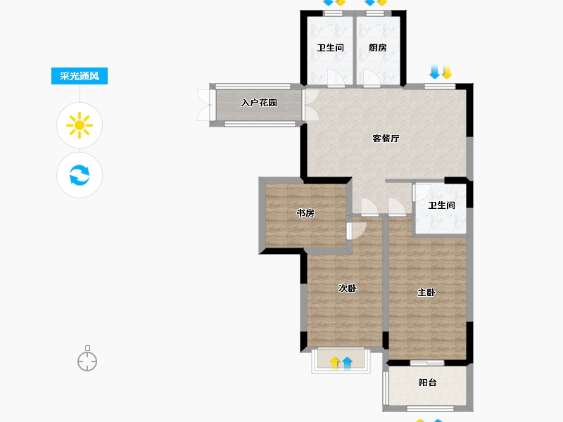 江苏省-盐城市-明新半岛花园-90.00-户型库-采光通风