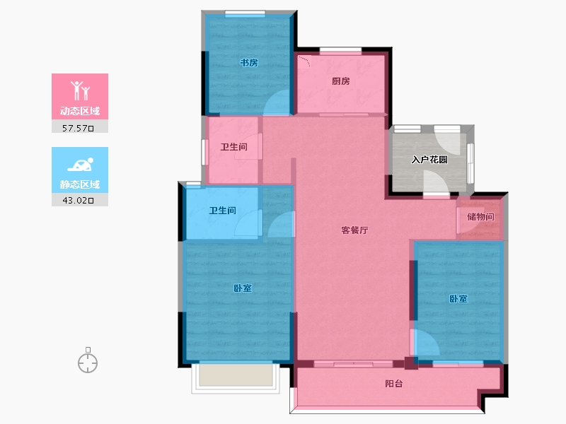 浙江省-宁波市-月桂府-96.00-户型库-动静分区