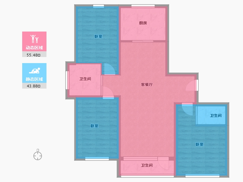 辽宁省-丹东市-金枫裕墅-88.65-户型库-动静分区