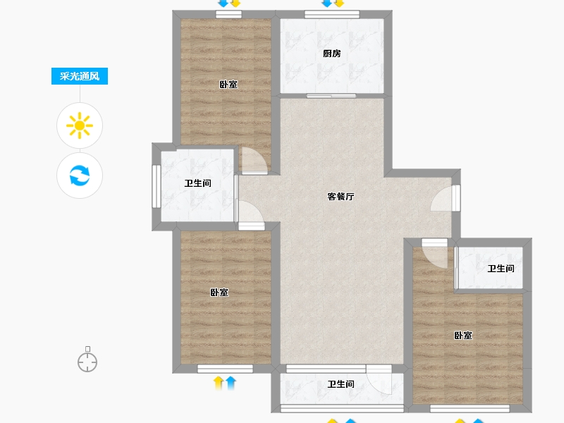 辽宁省-丹东市-金枫裕墅-88.65-户型库-采光通风