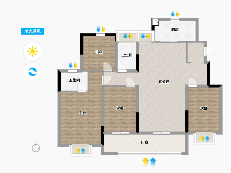 江苏省-南通市-中海翠湖溪岸-115.99-户型库-采光通风