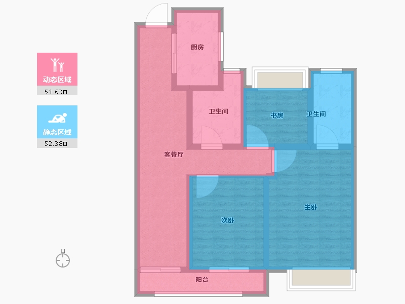 江苏省-扬州市-吾悦·虎踞龙蟠-92.00-户型库-动静分区