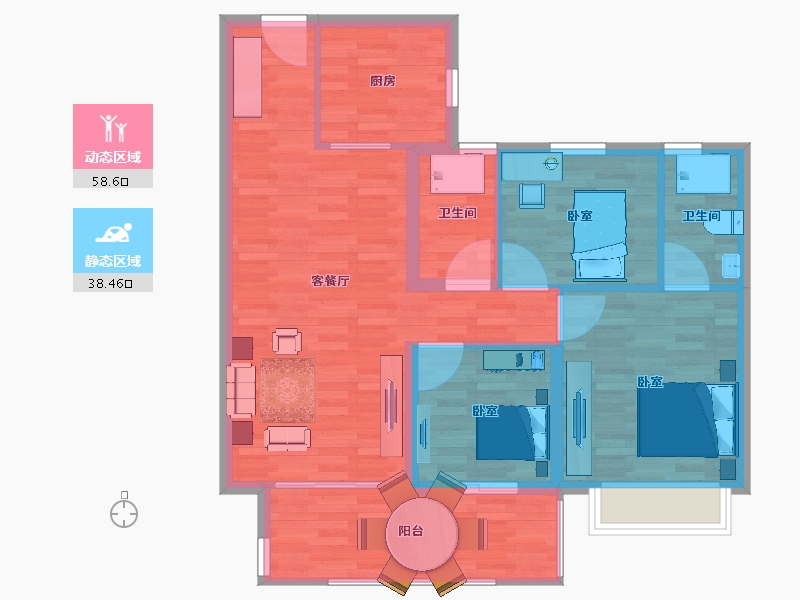 江苏省-盐城市-碧桂园凤凰城-88.01-户型库-动静分区