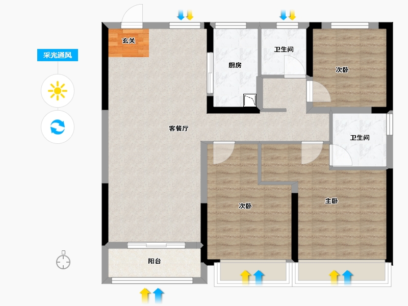 浙江省-台州市-森语苑-98.73-户型库-采光通风