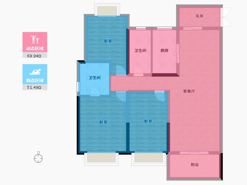 江苏省-扬州市-金奥文昌公馆·荣华-109.01-户型库-动静分区