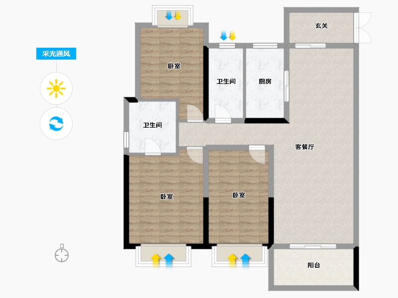 江苏省-扬州市-金奥文昌公馆·荣华-109.01-户型库-采光通风