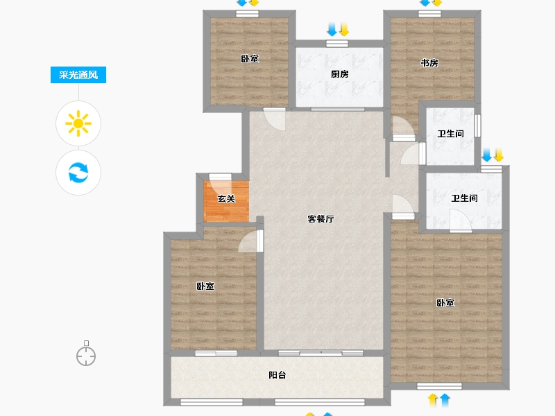 浙江省-嘉兴市-龙湖春江天玺-126.26-户型库-采光通风