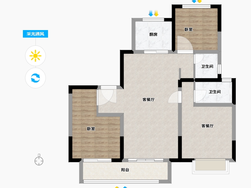 宁夏回族自治区-银川市-旭辉·江南学府-93.00-户型库-采光通风