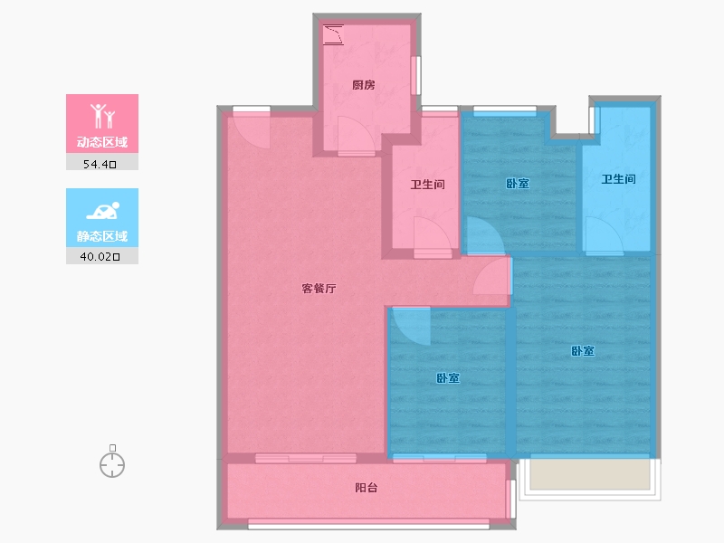 江苏省-苏州市-金地自在春晓花园-84.78-户型库-动静分区