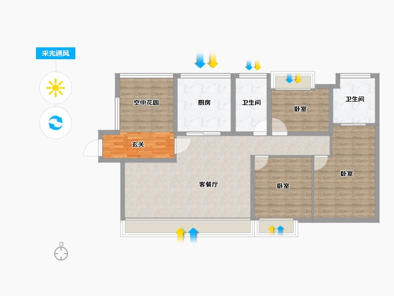 江苏省-泰州市-茂业天地-110.10-户型库-采光通风