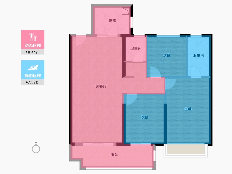 江苏省-徐州市-世茂云璟-91.99-户型库-动静分区