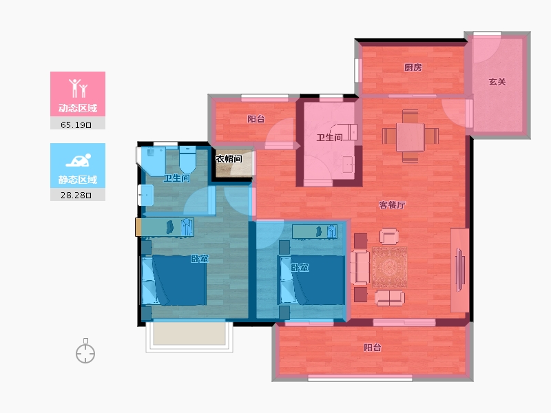 江苏省-盐城市-昕悦府-83.95-户型库-动静分区