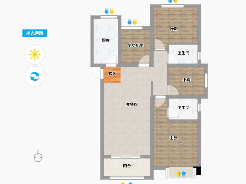 江苏省-常州市-中海凤凰熙岸观园-90.00-户型库-采光通风