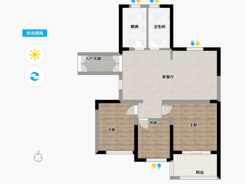 江苏省-盐城市-明新半岛花园-78.00-户型库-采光通风