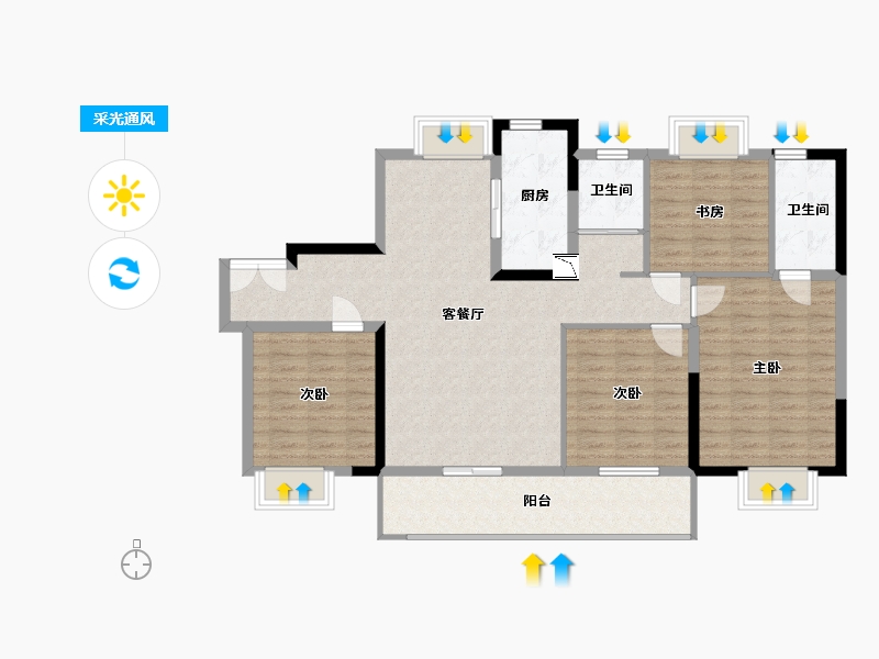 江苏省-南通市-碧桂园颐和禧园-112.00-户型库-采光通风