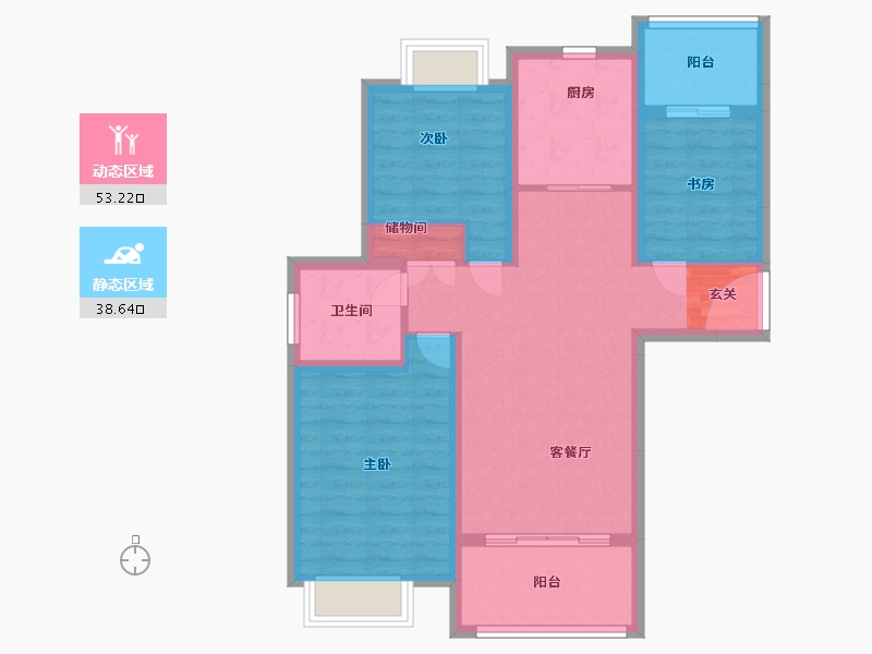 江苏省-盐城市-翰庭雅苑-81.62-户型库-动静分区