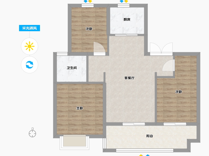 江苏省-南通市-如东中南漫悦湾-78.00-户型库-采光通风