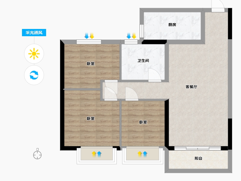 浙江省-杭州市-恒大澜玉水晶熙园-71.78-户型库-采光通风