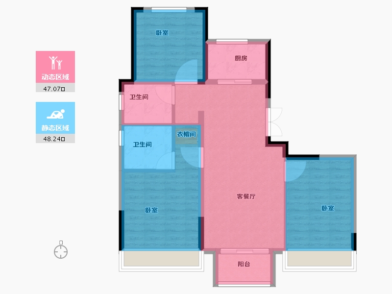 浙江省-金华市-保集禹洲保信花园-86.00-户型库-动静分区