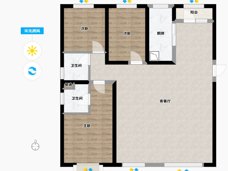 甘肃省-兰州市-银河世茂璀璨天宸-97.16-户型库-采光通风