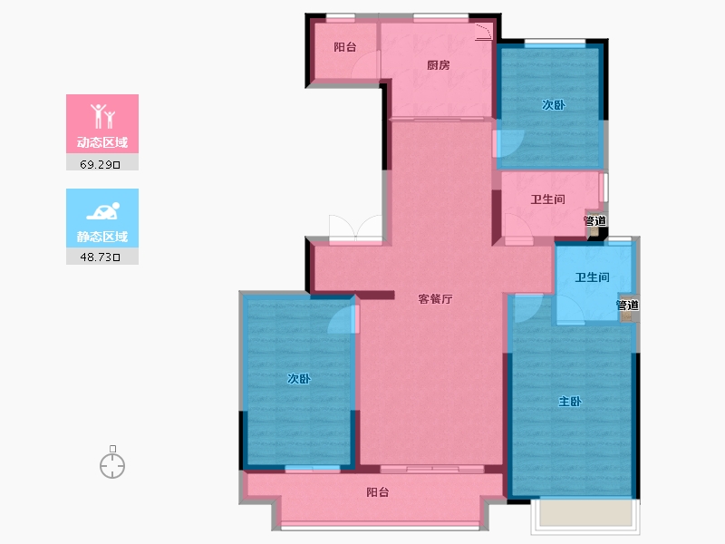 甘肃省-兰州市-富力兰州CBD-106.21-户型库-动静分区