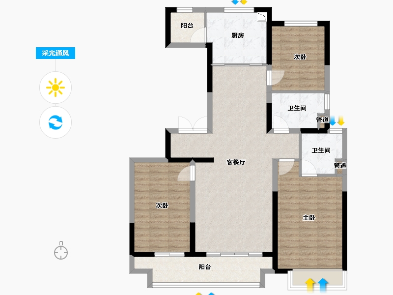 甘肃省-兰州市-富力兰州CBD-106.21-户型库-采光通风