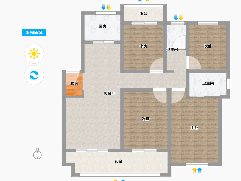 江苏省-常州市-碧桂园百兴澜庭-118.00-户型库-采光通风