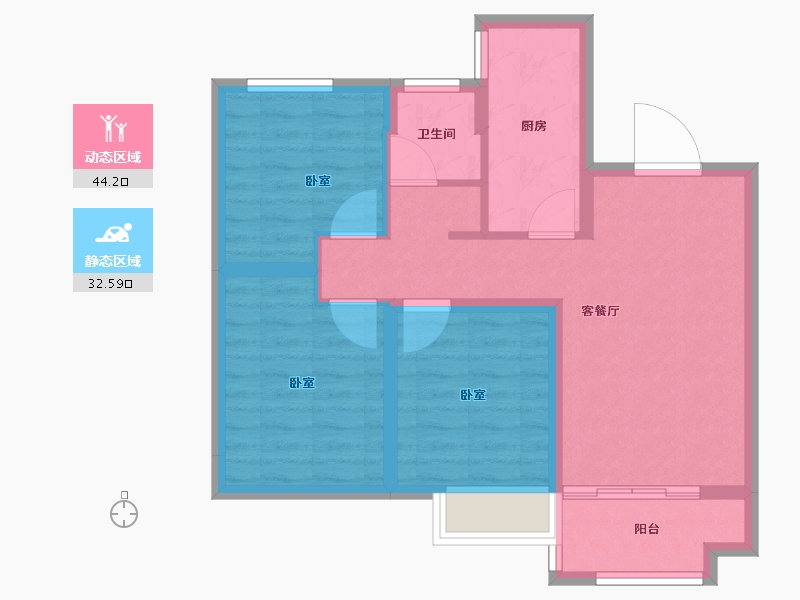 江苏省-南京市-荣盛花语馨城-68.00-户型库-动静分区