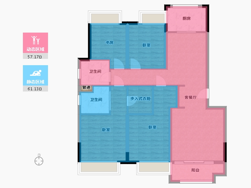 浙江省-湖州市-融创金成·湖山赋-106.25-户型库-动静分区