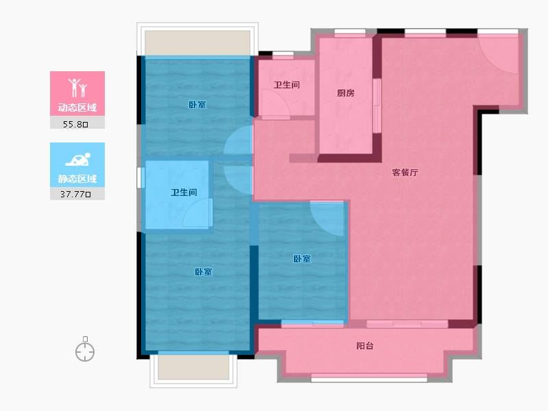 江苏省-南京市-滨江孔雀城-84.00-户型库-动静分区