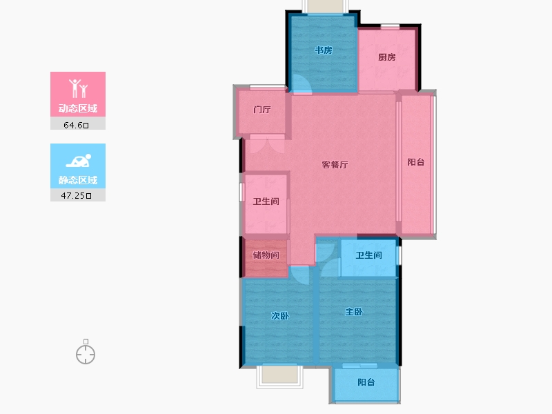 江苏省-南通市-晨园-100.99-户型库-动静分区