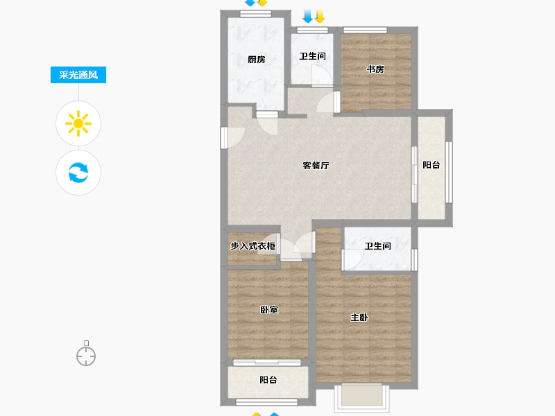 浙江省-宁波市-桂语里-86.48-户型库-采光通风