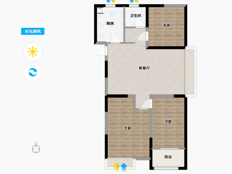 江苏省-淮安市-烨宸广场-89.00-户型库-采光通风