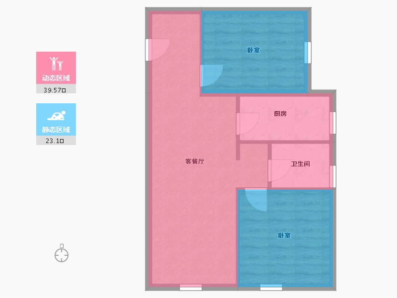 辽宁省-盘锦市-蓝色康桥E区·炫领域-56.49-户型库-动静分区