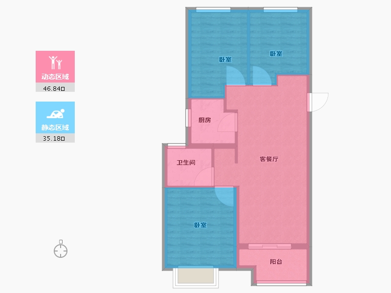 江苏省-扬州市-万科时代之光-74.00-户型库-动静分区