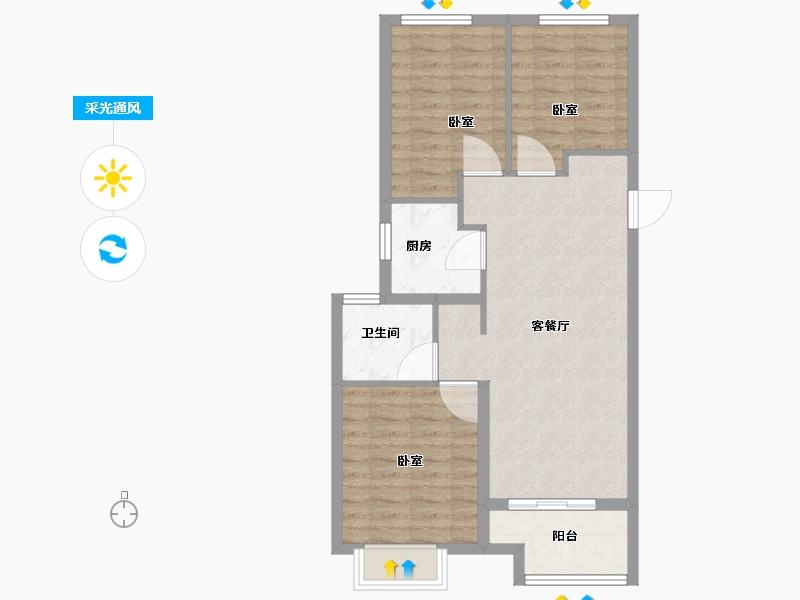 江苏省-扬州市-万科时代之光-74.00-户型库-采光通风