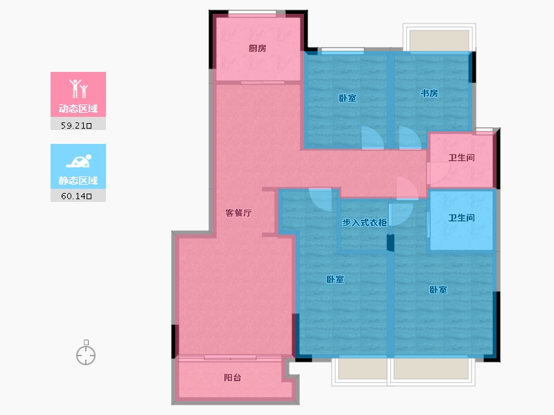 浙江省-湖州市-融创金成·湖山赋-106.79-户型库-动静分区