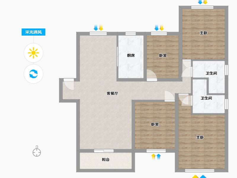 浙江省-温州市-新都·泰和府-108.64-户型库-采光通风