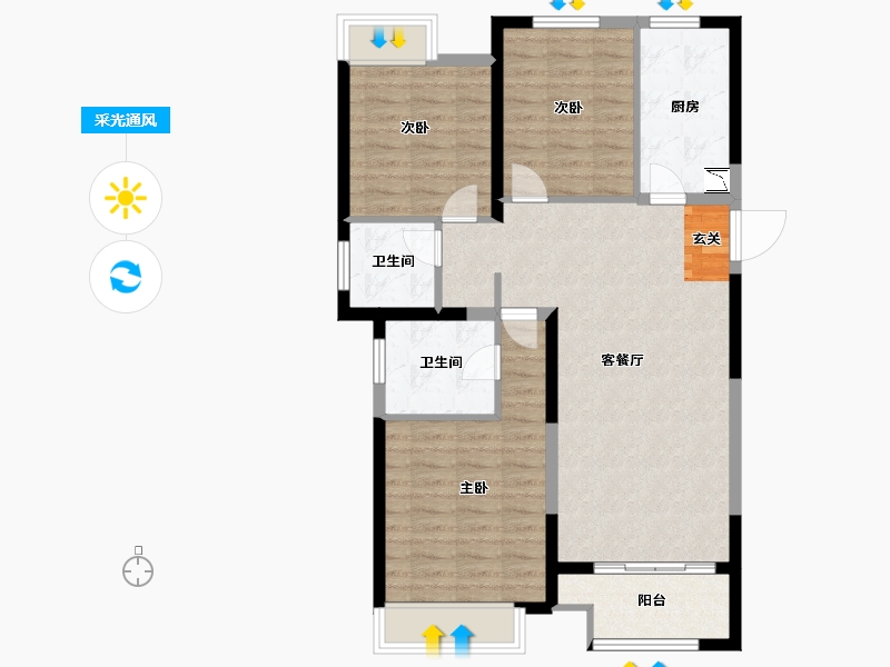 江苏省-无锡市-融侨观邸-86.00-户型库-采光通风