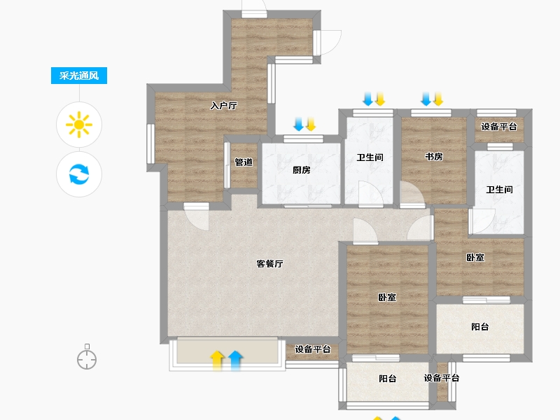 浙江省-宁波市-万科未来广场-84.87-户型库-采光通风