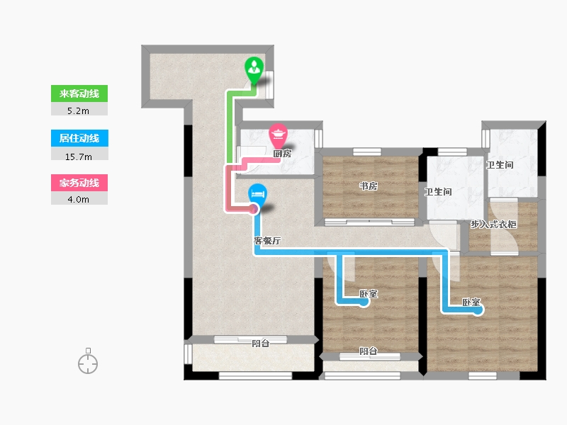 浙江省-温州市-三江立体城·凌江庭住宅-76.00-户型库-动静线